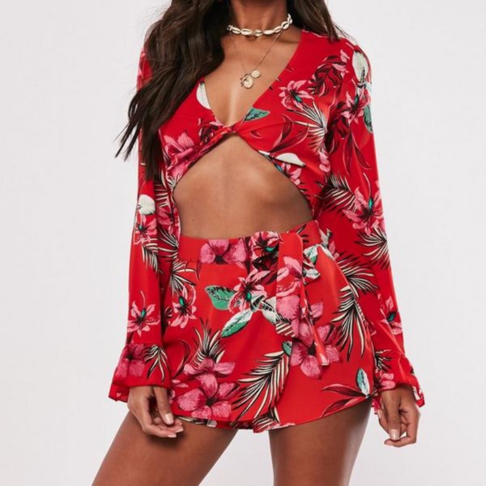Missguided Tropical Blouse + Skort Set